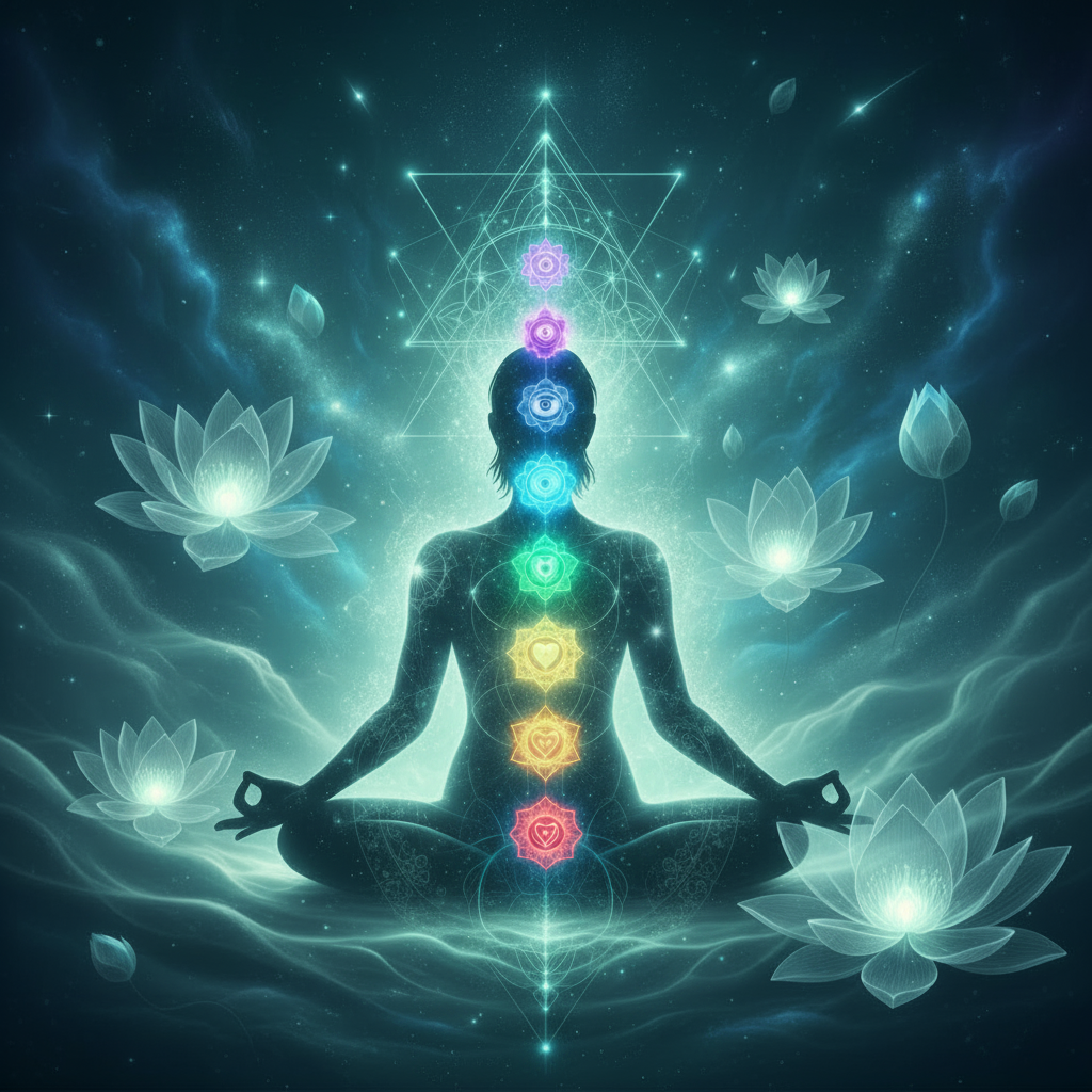 Chakra Clearing & Meditation - teal cosmic healing energy